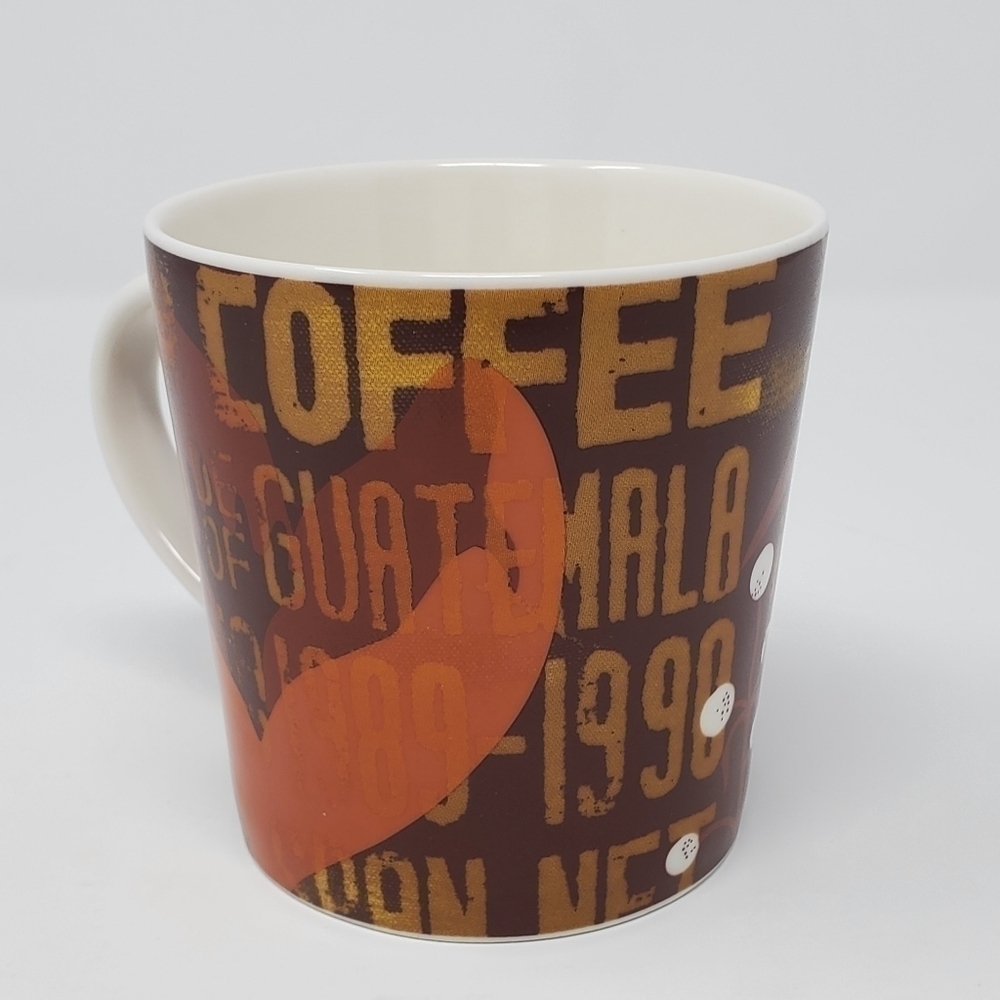 STARBUCKS BROWN & ORANGE LARGE COFFEE MUG CUP BEVERAGE COFFEE THEME 20 OZ 2006